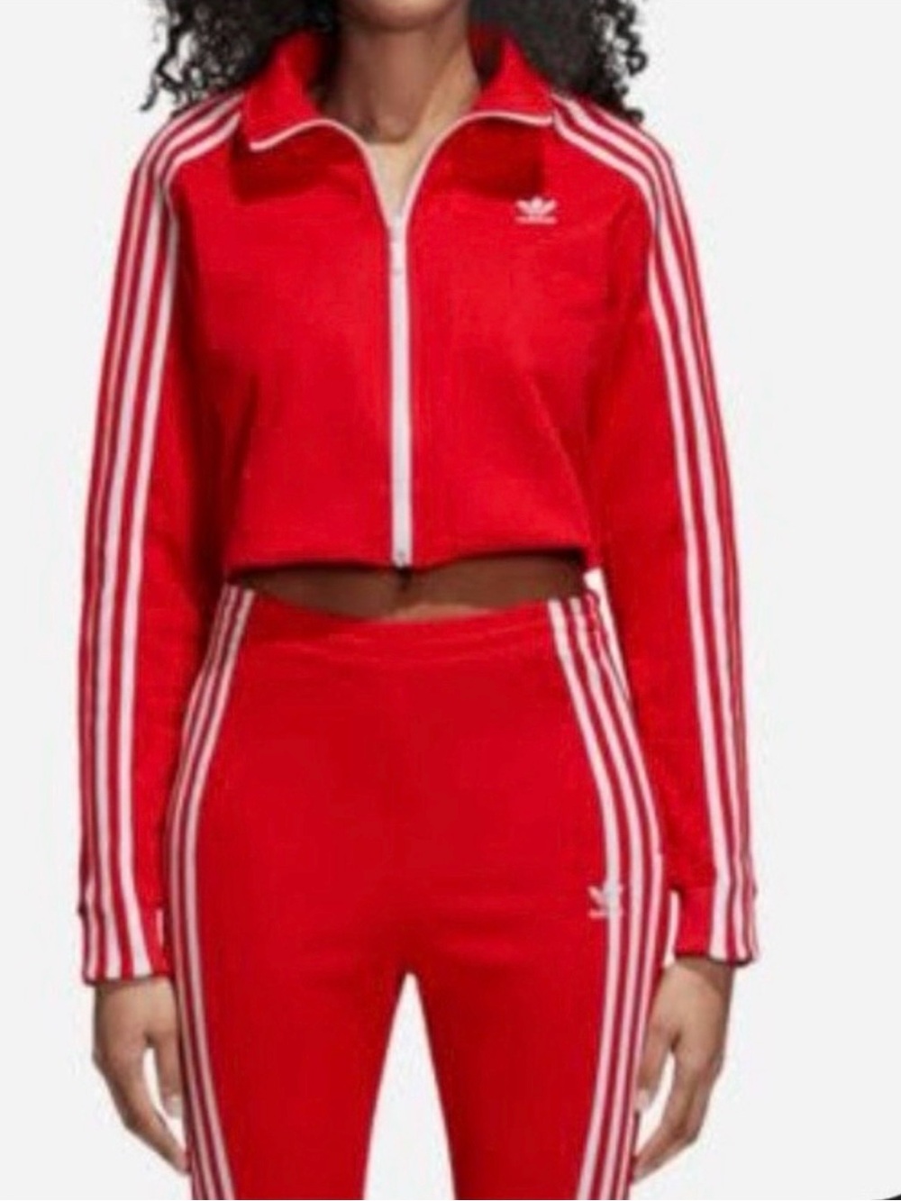 NWT Adidas Originals Cropped Track Jacket XL + Pants L Set Scarlet Red